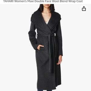Tahari wool wrap coat with belt